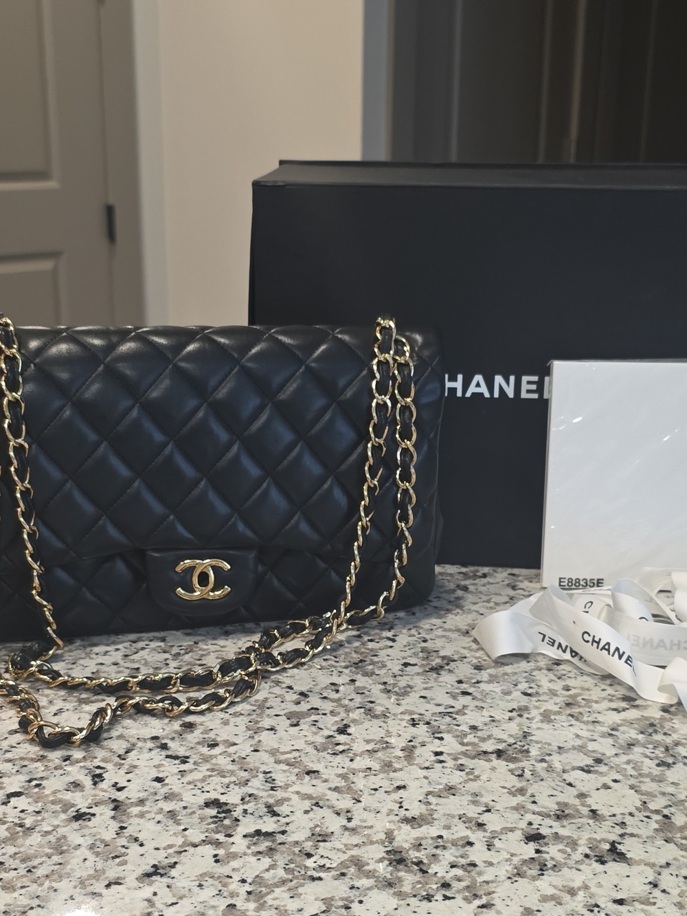 Chanel Quilted Classic Flap Bag in Black with Gold Chain